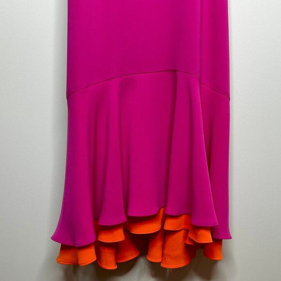Diane Von Furstenberg Pink and Orange Kera Sleeveless Crepe Dress Size 6 - Picture 7 of 16